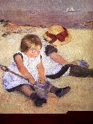 Mary Cassatt Children Playing on the Beach painting